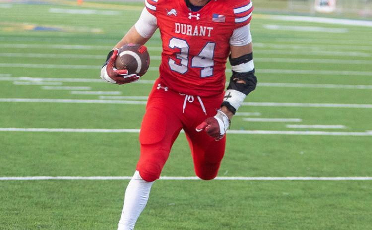 Matt Swearengin | Durant Democrat Lion Stephen Manhard runs in for a touchdown.