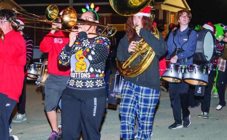 The Kingston High School Band marched during the Kingston Lighted Christmas Parade Dec. 5. Matt Swearengin | Durant Democrat