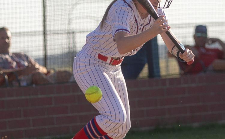 Matt Swearengin | Durant Democrat Durant Lady Lion Ava Booth hits the ball.
