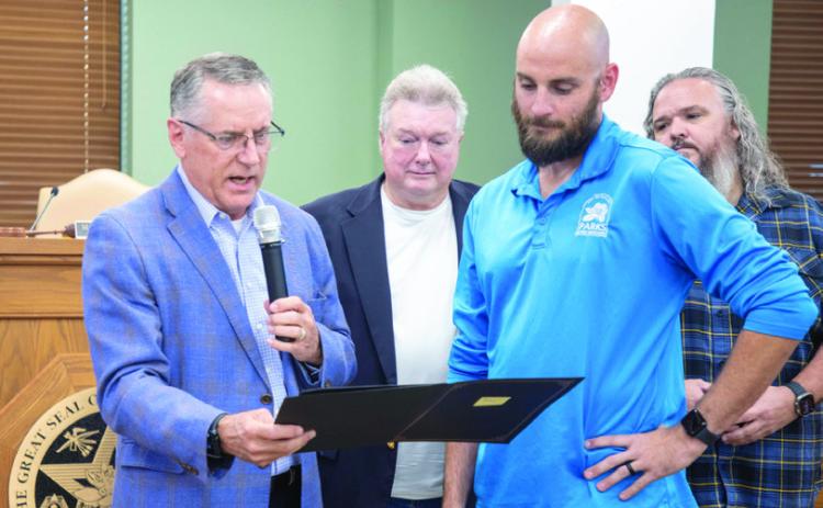 November was declared Diabetes Awareness Month and Durant Mayor Martin Tucker presented a proclamation to Ryan Brewer, city parks and recreation manager. Matt Swearengin | Durant Democrat