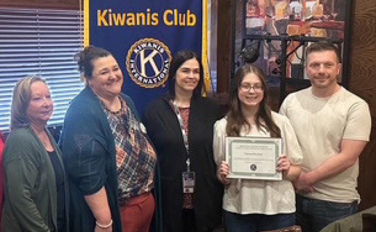 Canaan Burkett is the Kiwanis Club’s Durant Senior of the Month for January. Also shown are Principal Cheryl Conditt, KC Advisor, Karen Cole and Marshall Burkett. Photos provided