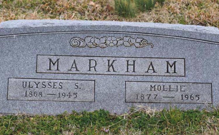 Ulysses S. Markham is buried in Gethsemane Cemetery in Caddo. Photo by Mary E. Maurer