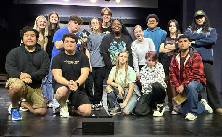 Southeastern Theatre and Music Departments are presenting The Lighting Thief: The Percy Jackson Musical. Bottom row, left, Hugo Govea, Diego Cruz Perez, Jolie McWilliams, Cal Keene and Mauricio Salazar. Middle row, left, Katie Fox, John Gibbons, Hannah Huie, Kelly Smith, Haylie Krietz Eden Lee. Back row, left, Katie Mays, Joseph Bowen, Ryan Carlile and CJ Sanchez. Photo provided