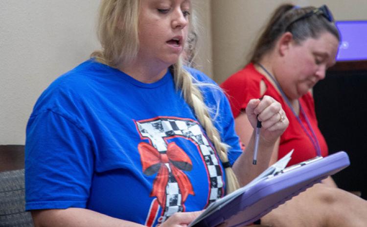 Matt Swearengin | Durant Democrat Melanie Knight speaks to the Durant Board of Education during their meeting last week.