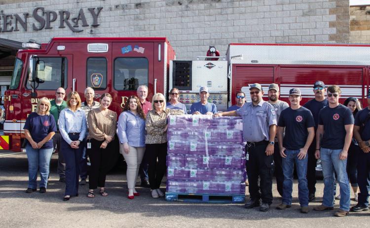 BrucePac donated pallets of water from Green Spray to area fire departments. Matt Swearengin | Durant Democrat