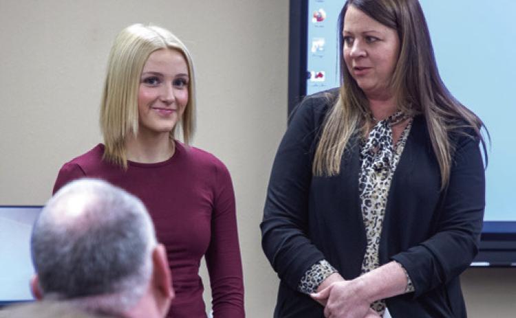 Matt Swearengin | Durant Democrat Durant High School senior Emma Green was named an Academic All-State honoree, and she was introduced in last week’s school board meeting by Principal Amber Bullard.