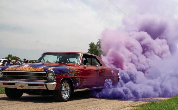 ABOVE: The burnout was one of the events of the Draggin’ Main Car &amp; Bike show June 13-14. 