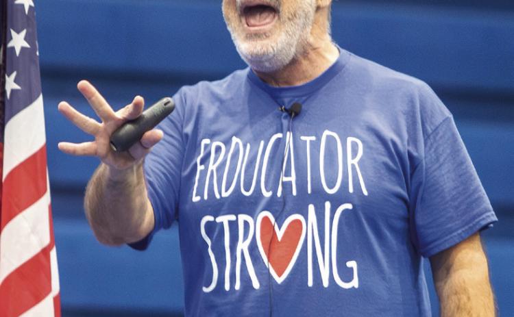 Gerry Brooks was the speaker at the annual Bryan County Teachers Meeting. He is a veteran educator and a passionate public speaker whose focus is on encouraging and helping teachers improve their instructional abilities. Many of his videos have been posted online. Matt Swearengin | Durant Democrat