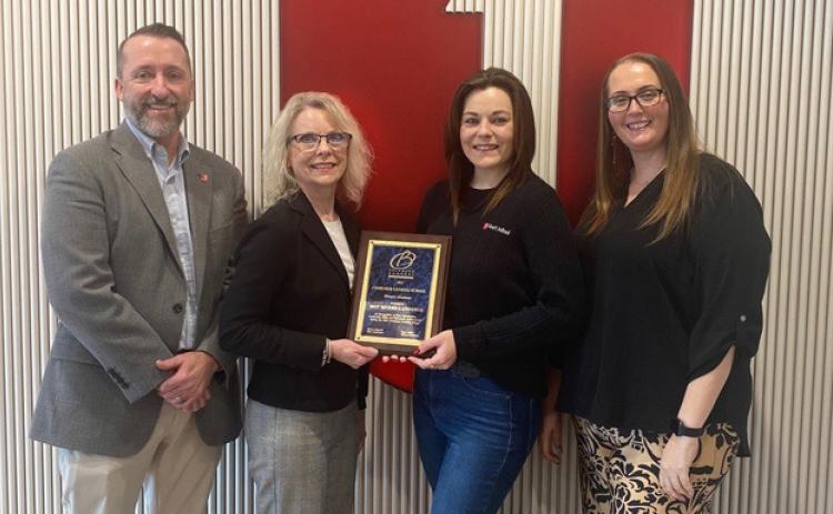 Dot Myers-Landeros of First United Bank was named an honors graduate of the Oklahoma Bankers Association Consumer Lending School. From left, First United Bank’s Jimmy Fernandez, Janis Reeser, Myers-Landeros, and First United Bank’s Katie Jordan, who was a 2024 honors graduate of the same school. Photo provided
