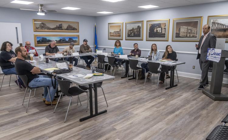 Dr. Eric Kennedy (far right) speaking to the Durant Area Chamber of Commerce’s first in a series of Member Masterclasses on Monday, September 8