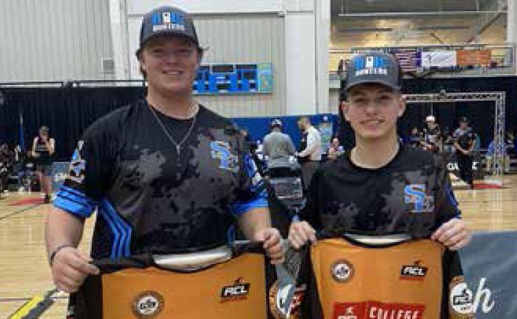 Southeastern students Dylan Cernero, left, and Jesse Gardner competed as a team and as individuals in the American Cornhole League’s Collegiate Championships Courtesy photo from Dylan Cernero
