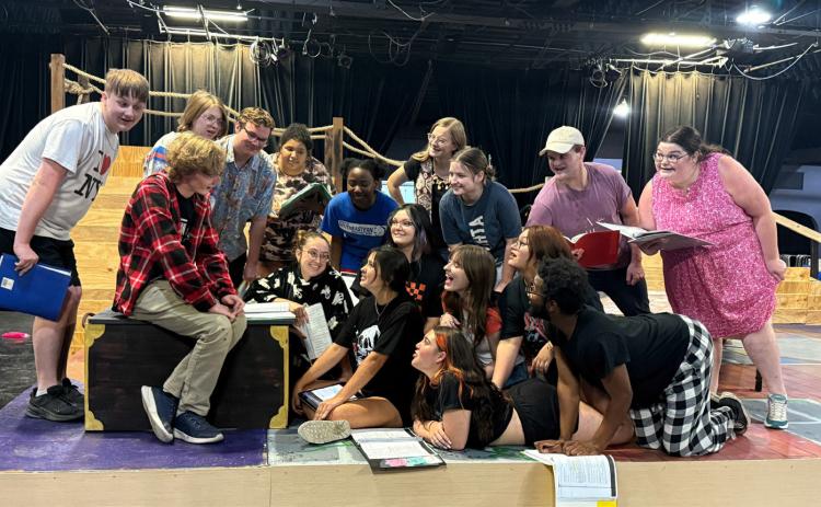 “Peter and the Starcatcher” cast members are from left, Will Pope, Jake McWilliams, Max Hightower, Cru Nolan, Audrey Dorn, Hannah Huie, Centra Carter, Eden Lee, Taler Eggenberg, Jolie McWilliams, Zash Cardoza, Emma Burkhart, Zahira Asencio-Rivera, Mya Teran, Kenneth St. Clair, Keyshawn Leffall and Millie Henry. Photo provided