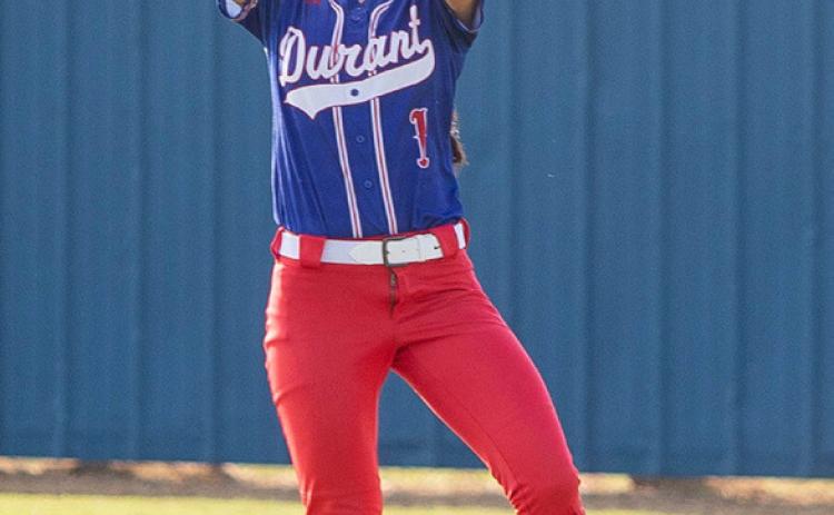 Durant Lady Lion Kaitlen Rush is about to catch the ball. Matt Swearengin | Durant Democrat