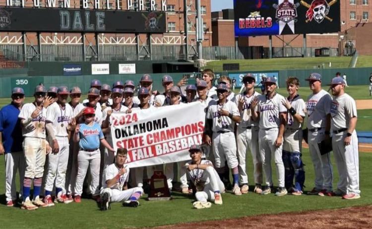 The Silo Rebels baseball team poses after winning their 20th state championship. Photo provided