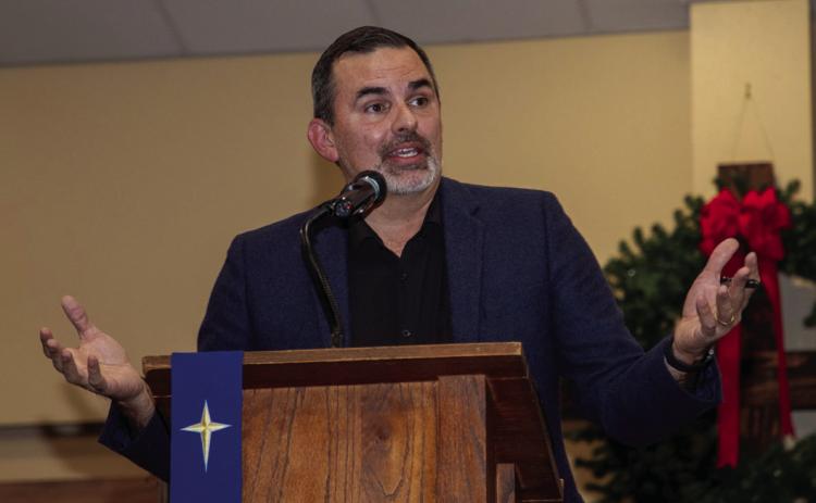 John Coley of Turning Point speaks during the Night of Hope Gala for Feeding Hope. Matt Swearengin | Durant Democrat