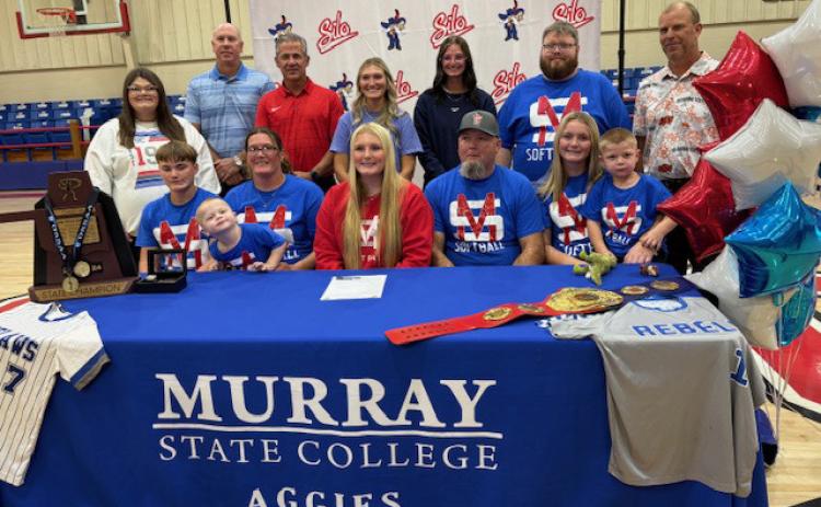 Silo senior Connie Tubby signed a scholarship to play softball at Murray State College. Kevin Farr | For the Democrat
