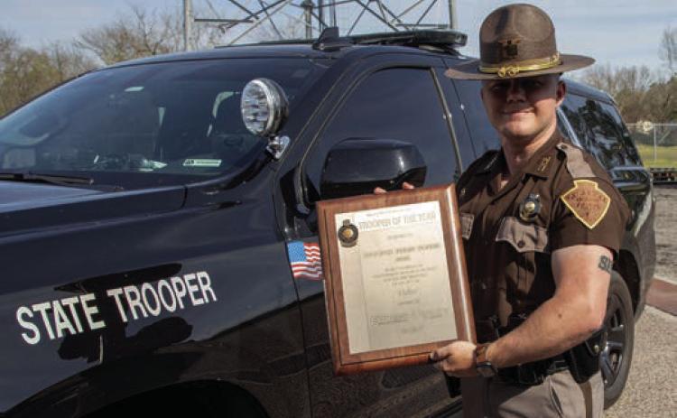 Oklahoma Highway Patrol Trooper Jerrid Hobbie was named OHP’s Trooper of the Year for Valor. Matt Swearengin | Durant Democrat