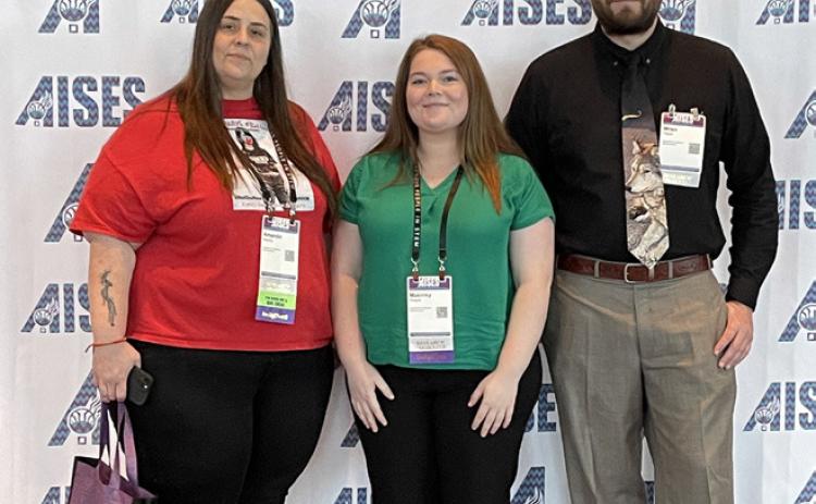 From left, Southeastern McNair Scholars Amanda Keeling, Makinsy Ringles and Wren Pettett at the AISES National Conference in San Antonio, Texas. Photo provided